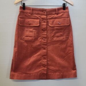 Lands' End Women's Button-Front Skirt in Terracotta